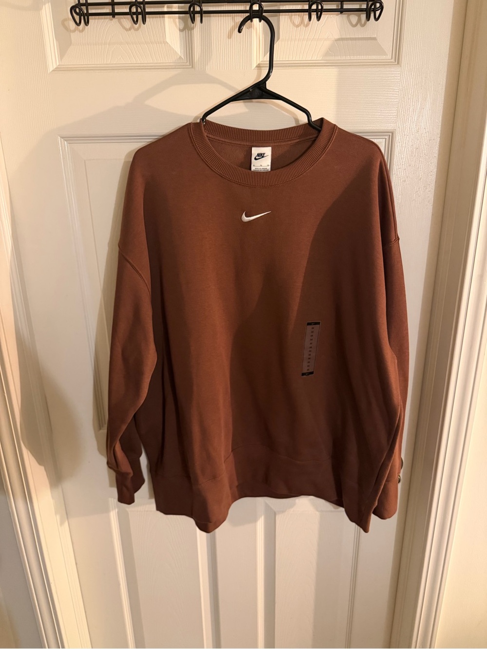 Nike Brown Crewneck Sweatshirt with White Swoosh